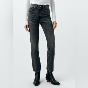 Zara TRF Straight Jean with a High Rise, Anthracite Grey, size US 2, excellent
